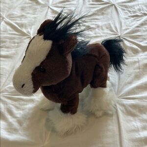 GANZ Webkinz Clydesdale Horse Brown and White Plush Horse Toy 11 inches